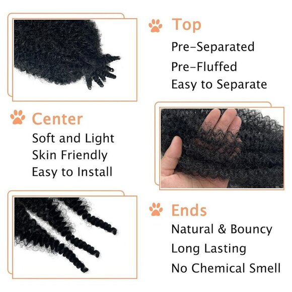Marley Twist Braiding Hair, Pre-Separated Springy Afro Twist Hair Kinky Twist Cr - Picture 3 of 6